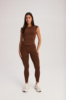 Zestaw POWER Legginsy + T-shirt ciemny brąz