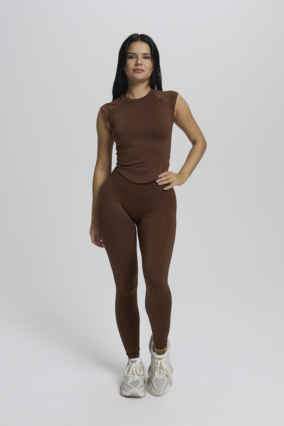 Zestaw POWER Legginsy + T-shirt ciemny brąz